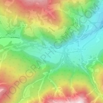 Mappa topografica Valchava, altitudine, rilievo