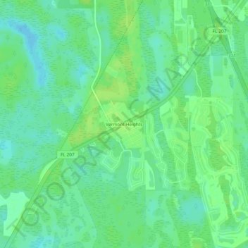 Mappa topografica Vermont Heights, altitudine, rilievo