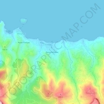 Mappa topografica Agios Andreas, altitudine, rilievo