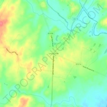 Mappa topografica Locust Dale, altitudine, rilievo