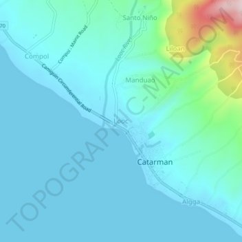 Mappa topografica Looc, altitudine, rilievo