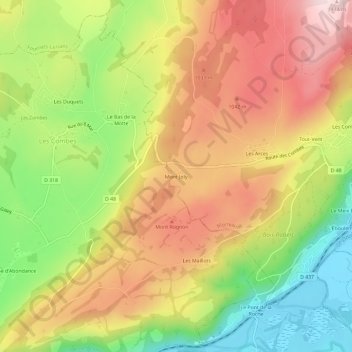 Mappa topografica Mont Joly, altitudine, rilievo