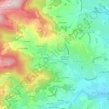 Mappa topografica Le Rousseau, altitudine, rilievo