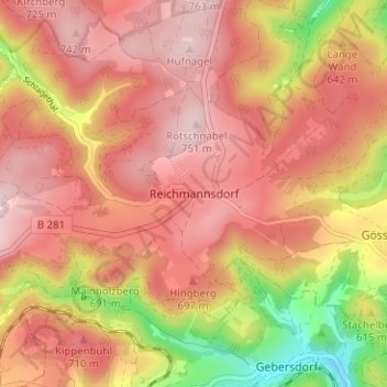 Mappa topografica Reichmannsdorf, altitudine, rilievo