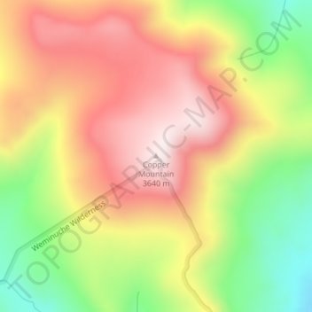 Mappa topografica Copper Mountain, altitudine, rilievo