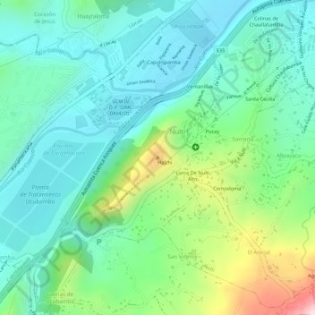 Mappa topografica Nulti, altitudine, rilievo