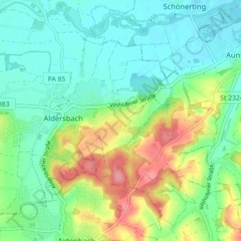 Mappa topografica Wifling, altitudine, rilievo