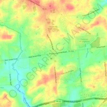 Mappa topografica Willowdale, altitudine, rilievo