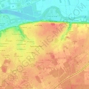 Mappa topografica Bel-Air, altitudine, rilievo