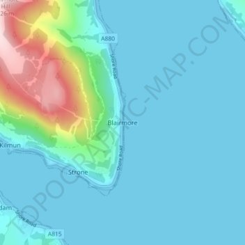 Mappa topografica Blairmore, altitudine, rilievo