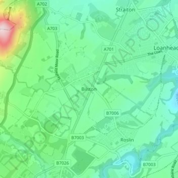 Mappa topografica Bilston, altitudine, rilievo
