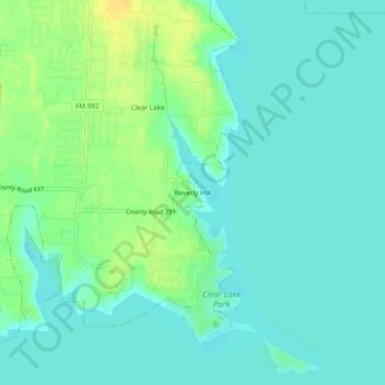 Mappa topografica Beverly Hill, altitudine, rilievo