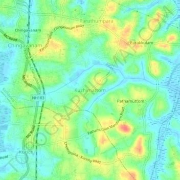 Mappa topografica Kuzhimattom, altitudine, rilievo