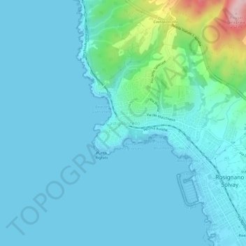 Mappa topografica Castiglioncello, altitudine, rilievo