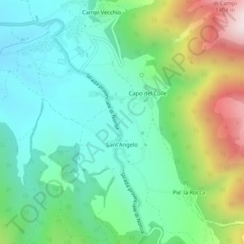 Mappa topografica Ancarano, altitudine, rilievo