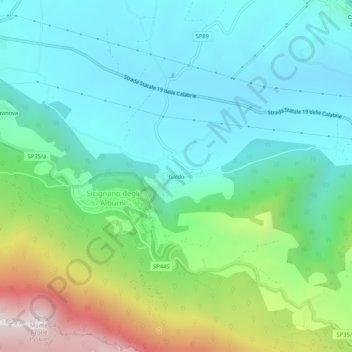 Mappa topografica Galdo, altitudine, rilievo