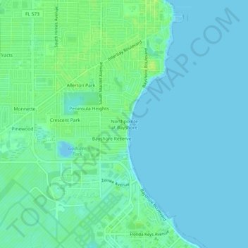 Mappa topografica Northpointe at Bayshore, altitudine, rilievo