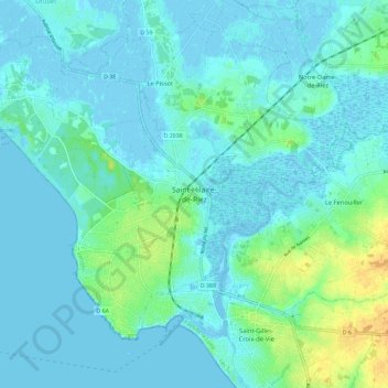 Mappa topografica Saint-Hilaire-de-Riez, altitudine, rilievo