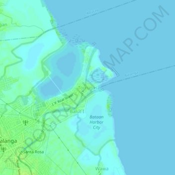 Mappa topografica Tortugas, altitudine, rilievo