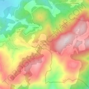 Mappa topografica U Tipponu, altitudine, rilievo