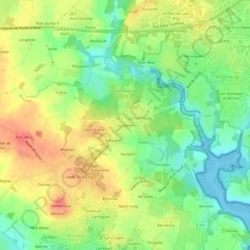 Mappa topografica La Salette, altitudine, rilievo