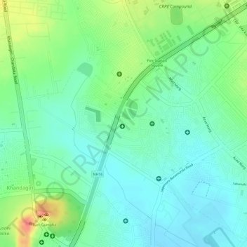 Mappa topografica Baramunda, altitudine, rilievo