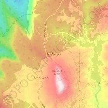 Mappa topografica Peth Shahpur, altitudine, rilievo