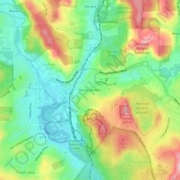 Mappa topografica Mount Hermon, altitudine, rilievo