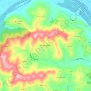 Mappa topografica Castel San Pietro, altitudine, rilievo