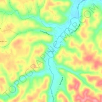 Mappa topografica Fernvale, altitudine, rilievo