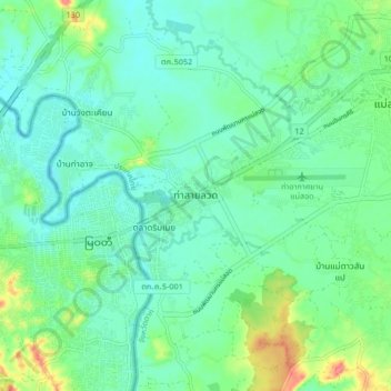 Mappa topografica Tha Sai Luat, altitudine, rilievo
