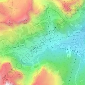 Mappa topografica Pecëi, altitudine, rilievo