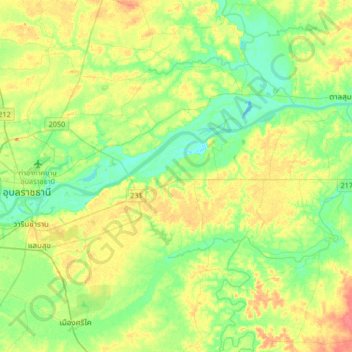 Mappa topografica Tha Chang, altitudine, rilievo