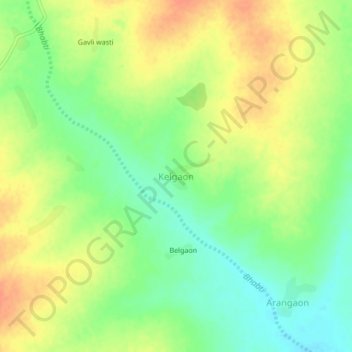 Mappa topografica Kelgaon, altitudine, rilievo