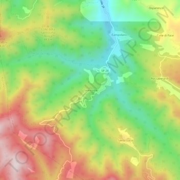 Mappa topografica Tonnicoda, altitudine, rilievo