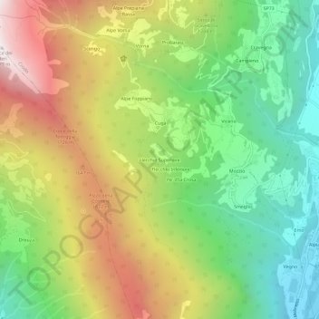 Mappa topografica Flecchio Superiore, altitudine, rilievo