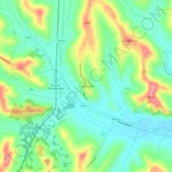Mappa topografica Colcavagno, altitudine, rilievo