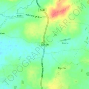 Mappa topografica Sibson, altitudine, rilievo