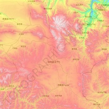 Mappa topografica 泽库县, altitudine, rilievo