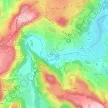 Mappa topografica Charentus, altitudine, rilievo