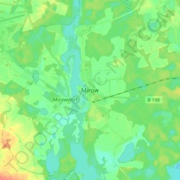 Mappa topografica Mirow, altitudine, rilievo