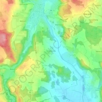 Mappa topografica Mattenhofen, altitudine, rilievo