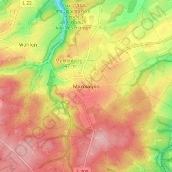 Mappa topografica Marmagen, altitudine, rilievo