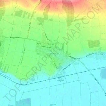 Mappa topografica Fels am Wagram, altitudine, rilievo
