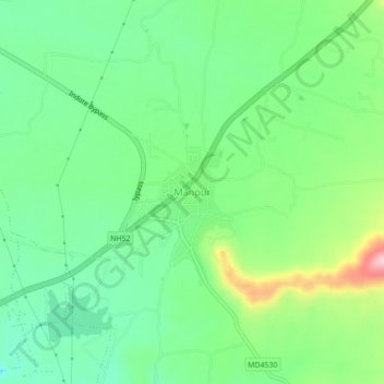 Mappa topografica Manpur, altitudine, rilievo