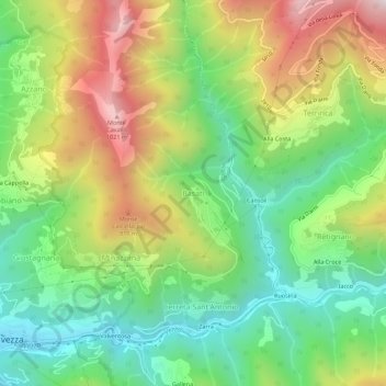 Mappa topografica Basati, altitudine, rilievo
