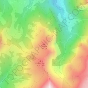 Mappa topografica Orsière, altitudine, rilievo
