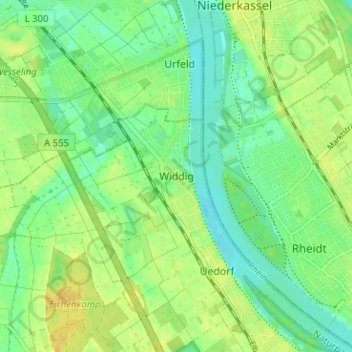Mappa topografica Widdig, altitudine, rilievo