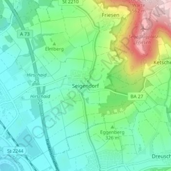 Mappa topografica Seigendorf, altitudine, rilievo