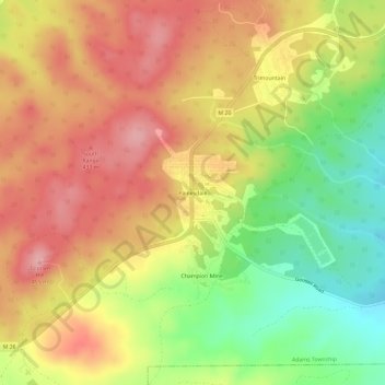 Mappa topografica Painesdale, altitudine, rilievo